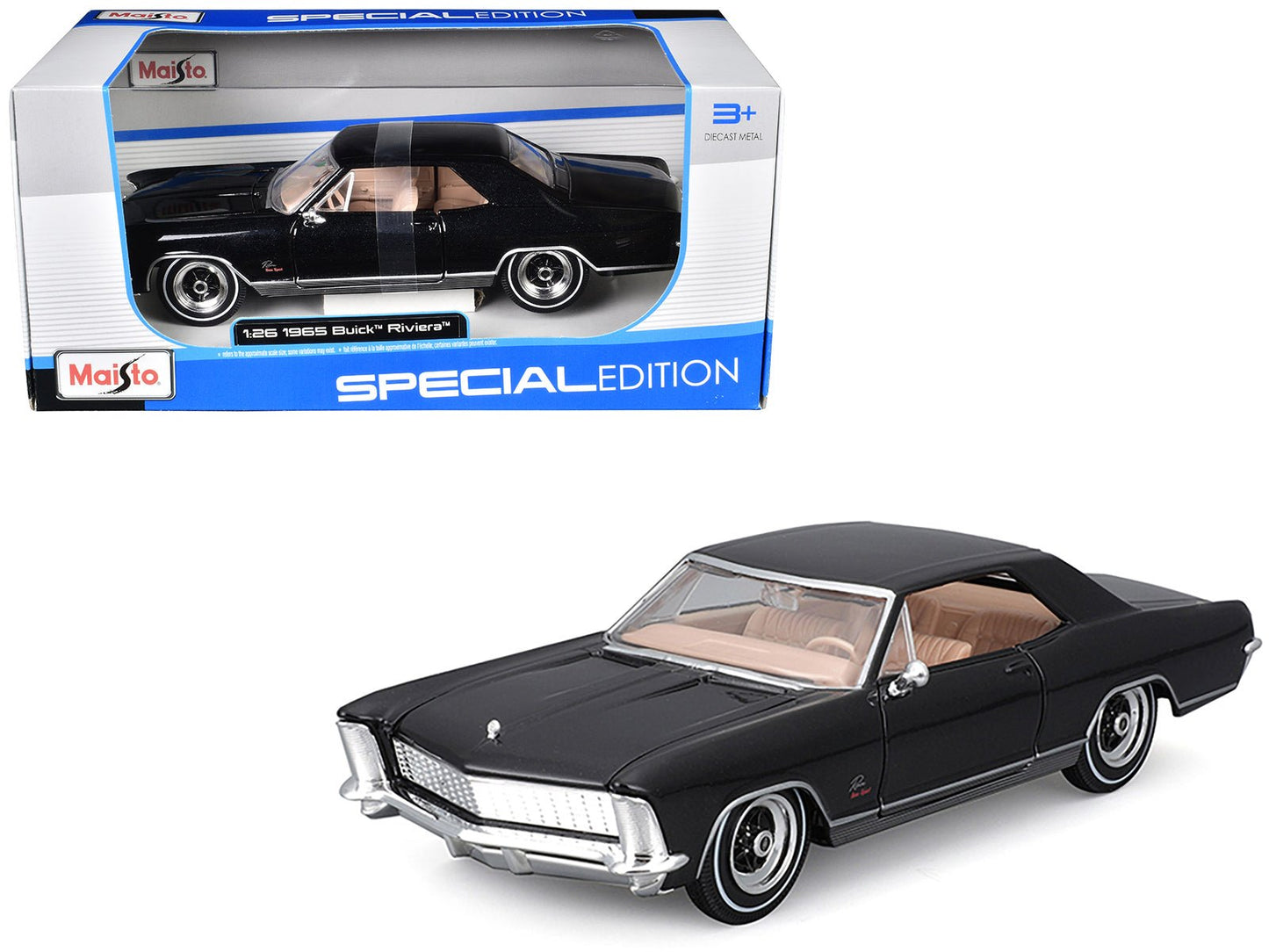 1965 Buick Riviera Gran Sport Black Metallic "Special Edition" Series 1/26 Diecast Model Car by Maisto  free shipping USA