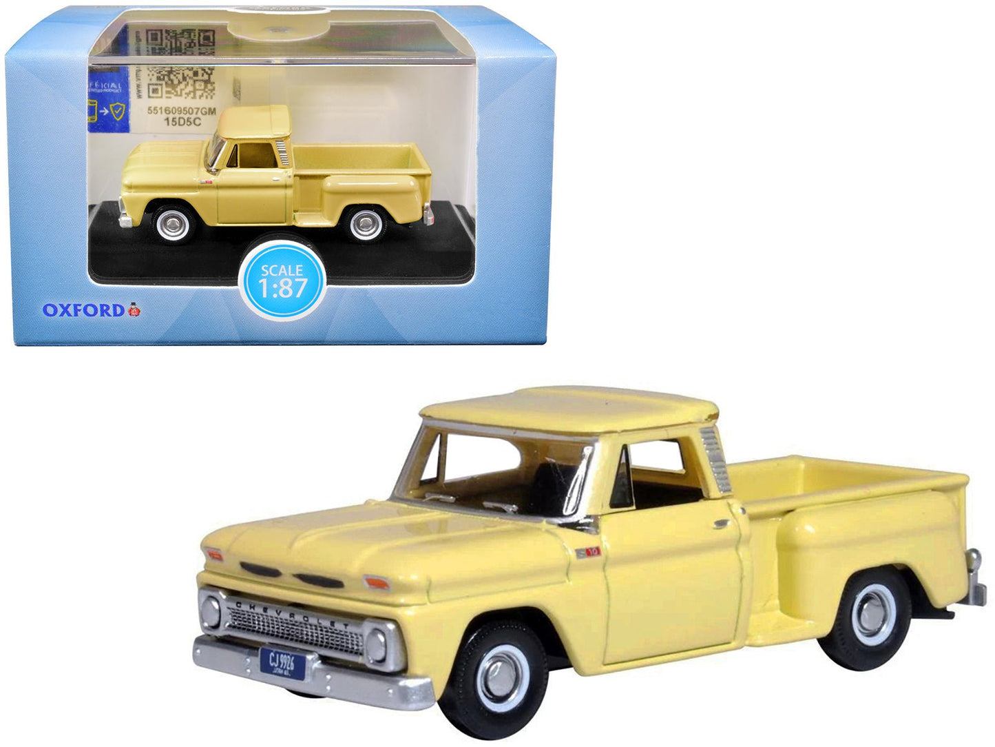 1965 Chevrolet C10 Stepside Pickup Truck Yellow 1/87 (HO) Scale Diecast Model Car by Oxford Diecast  free shipping USA