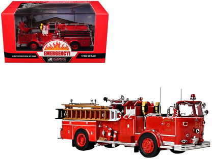 1965 Crown Firecoach Fire Engine "Los Angeles County Fire Department" LA County FD (LACFD) "Emergency!" Series Limited Edition to 2500 pieces Worldwide 1/50 Diecast Model by Iconic Replicas  free shipping USA