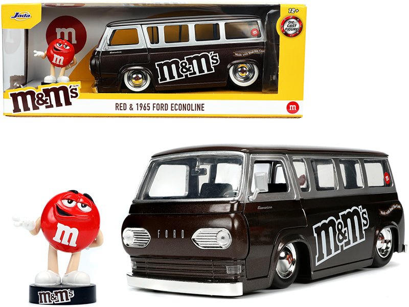 1965 Ford Econoline Bus Brown Metallic and Silver with Red M&M's Diecast Figurine "Hollywood Rides" Series 1/24 Diecast Model Car by Jada  free shipping USA