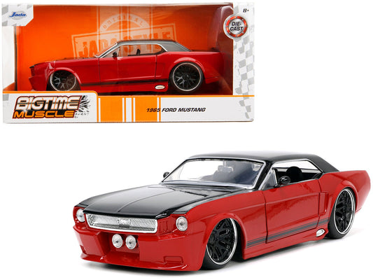 1965 Ford Mustang Custom Red and Black "Bigtime Muscle" Series 1/24 Diecast Model Car by Jada  free shipping USA