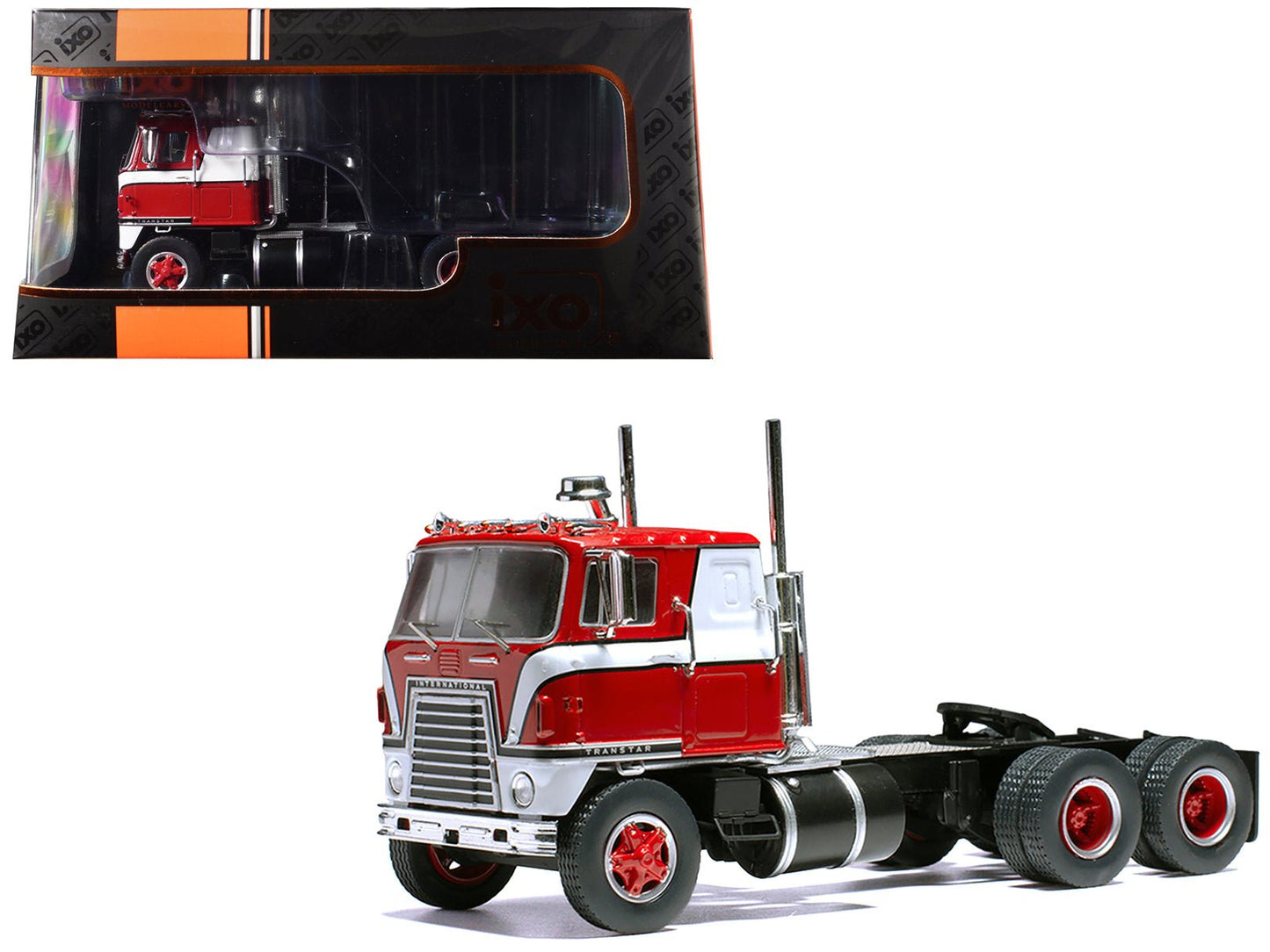 1965 International Transtar COE Truck Tractor Red with White Stripes 1/43 Diecast Model by IXO Models  free shipping USA