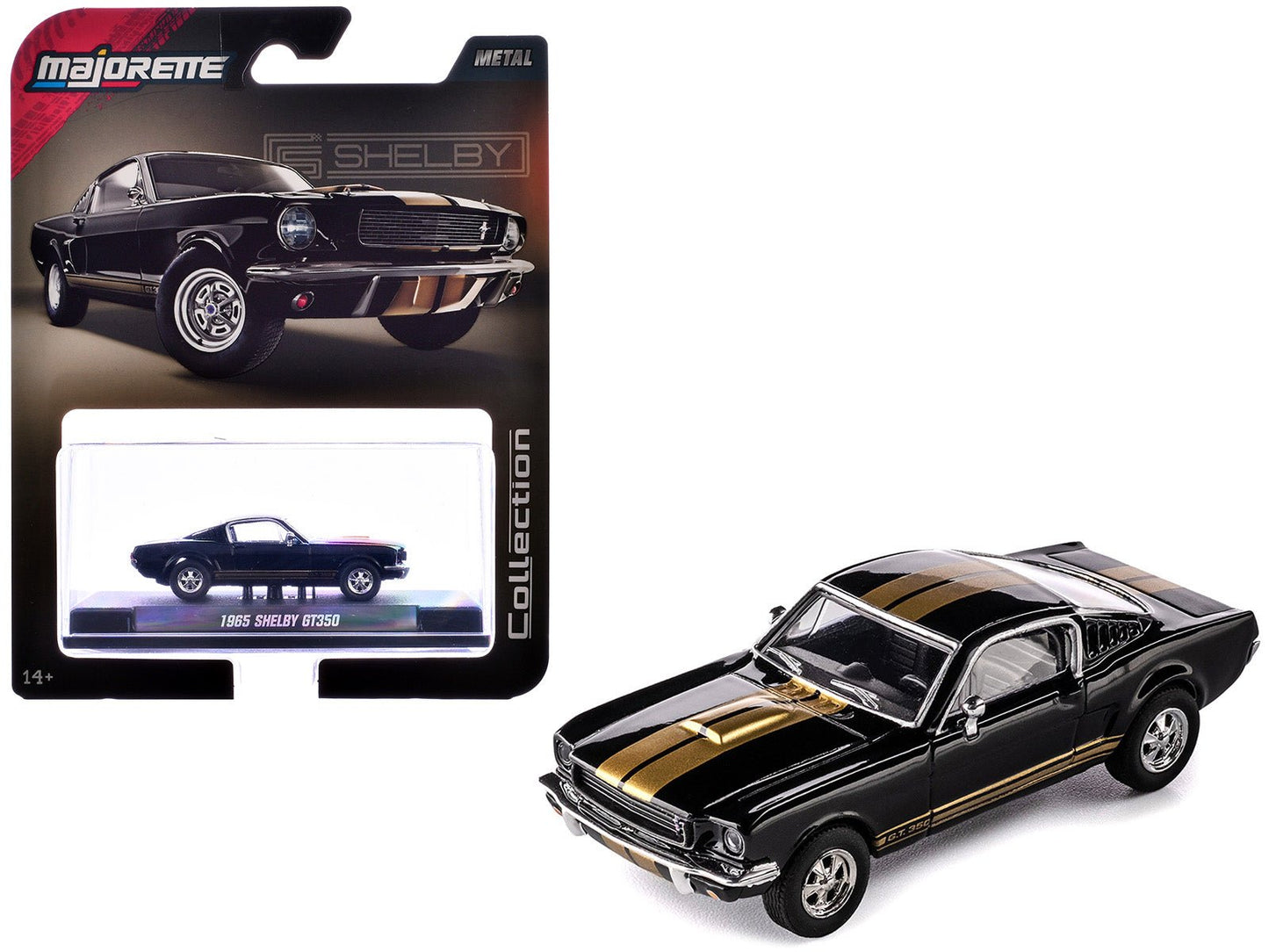 1965 Shelby GT350 Black with Gold Stripes "Collection" Series 1/64 Diecast Model Car by Majorette  free shipping USA