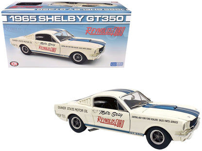 1965 Shelby GT350 "Reynolds Ford" White with Blue Stripes Limited Edition to 204 pieces Worldwide 1/18 Diecast Model Car by ACME  free shipping USA