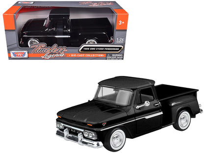 1966 GMC C1000 Fenderside Pickup Truck Black "Timeless Legends" Series 1/24 Diecast Model Car by Motormax  free shipping USA