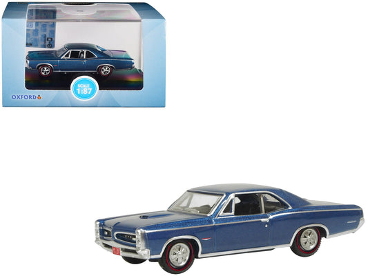 1966 Pontiac GTO Fontaine Blue Metallic 1/87 (HO) Scale Diecast Model Car by Oxford Diecast  free shipping USA