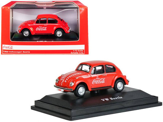 1966 Volkswagen Beetle "Coca-Cola" Red 1/72 Diecast Model Car by Motorcity Classics  free shipping USA