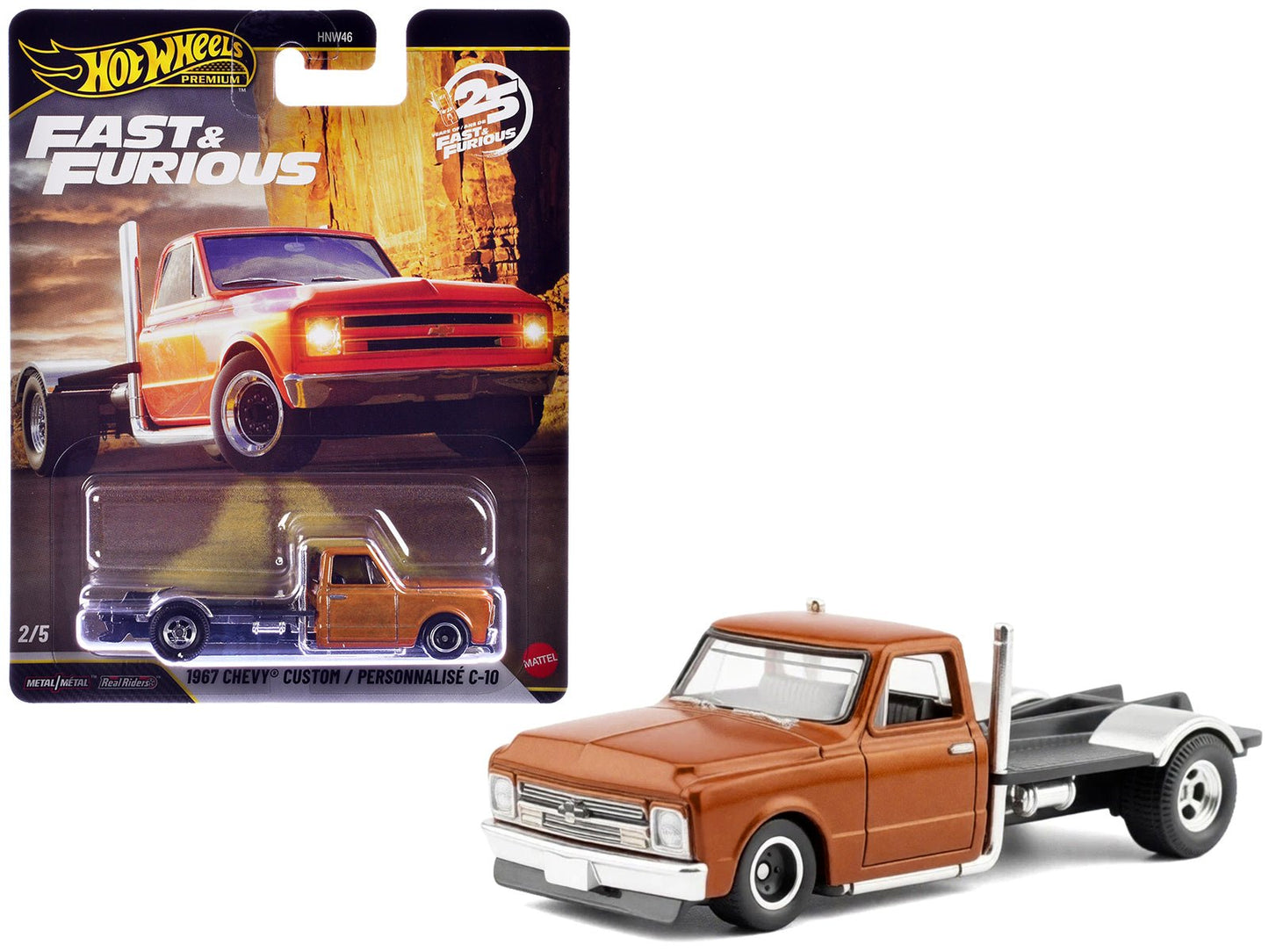 1967 Chevrolet C-10 Custom Bedless Truck Orange Metallic "Furious 7" (2015) Movie "Fast & Furious" Series Diecast Model Car by Hot Wheels  free shipping USA