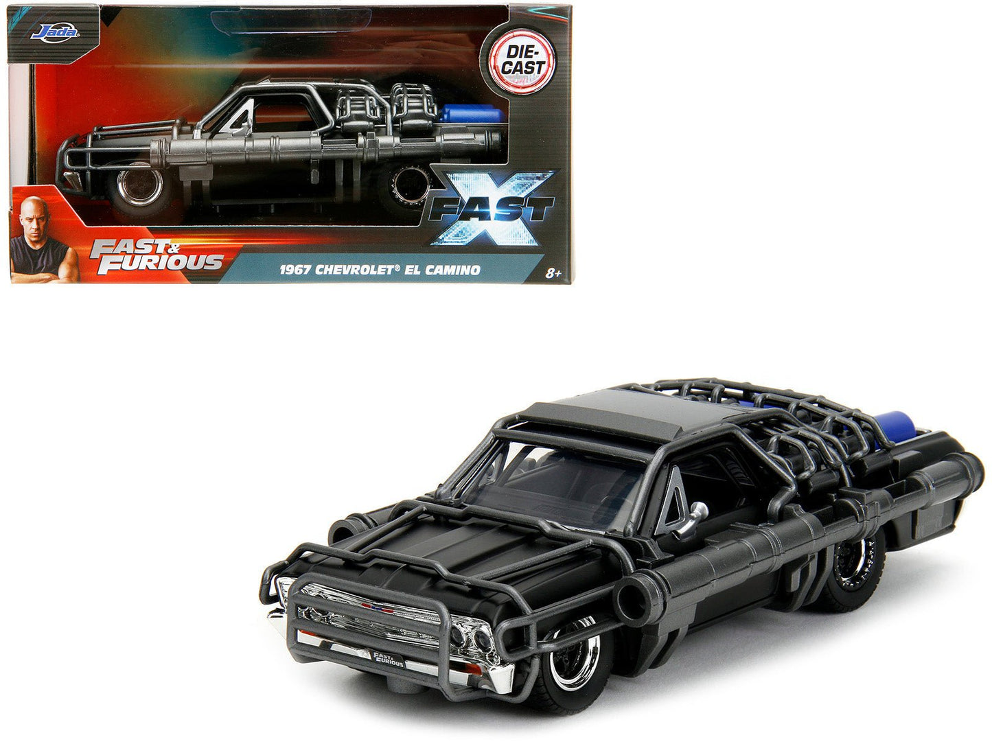 1967 Chevrolet El Camino with Cannons Matt Black "Fast X" (2023) Movie "Fast & Furious" Series 1/32 Diecast Model Car by Jada  free shipping USA