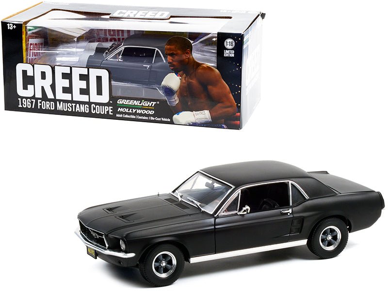 1967 Ford Mustang Coupe Matt Black (Adonis Creed's) "Creed" (2015) Movie 1/18 Diecast Model Car by Greenlight  free shipping USA