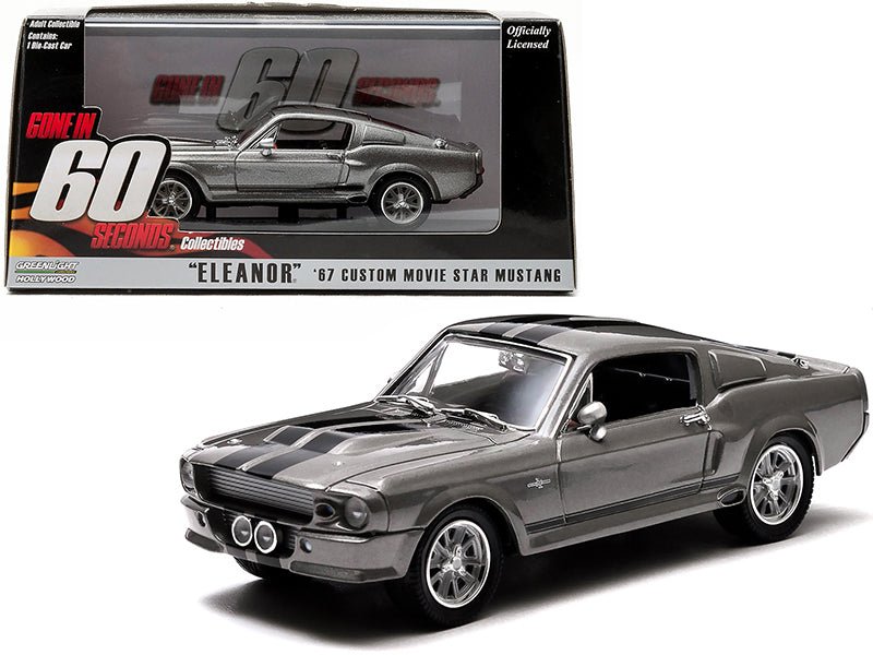 1967 Ford Mustang Custom "Eleanor" Gray Metallic with Black Stripes "Gone in 60 Seconds" (2000) Movie 1/43 Diecast Model Car by Greenlight  free shipping USA