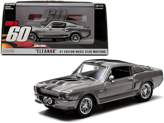 1967 Ford Mustang Custom "Eleanor" Gray Metallic with Black Stripes "Gone in 60 Seconds" (2000) Movie 1/43 Diecast Model Car by Greenlight  free shipping USA