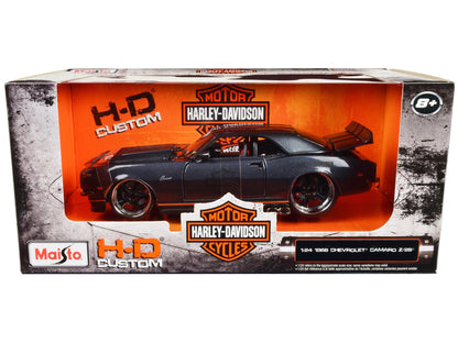 1968 Chevrolet Camaro Z/28 Dark Gray Metallic with Black and Orange Stripes "Harley Davidson" "H-D Custom" 1/24 Diecast Model Car by Maisto  free shipping USA