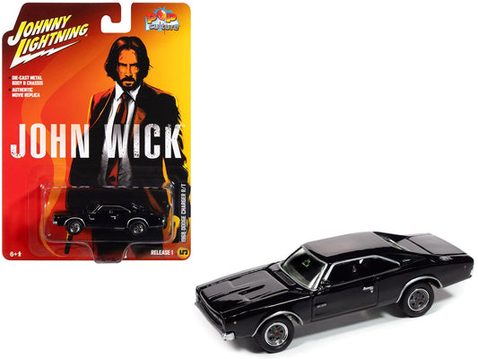 1968 Dodge Charger R/T Black "John Wick" (2014) Movie "Pop Culture" 2025 Release 1 1/64 Diecast Model Car by Johnny Lightning  free shipping USA