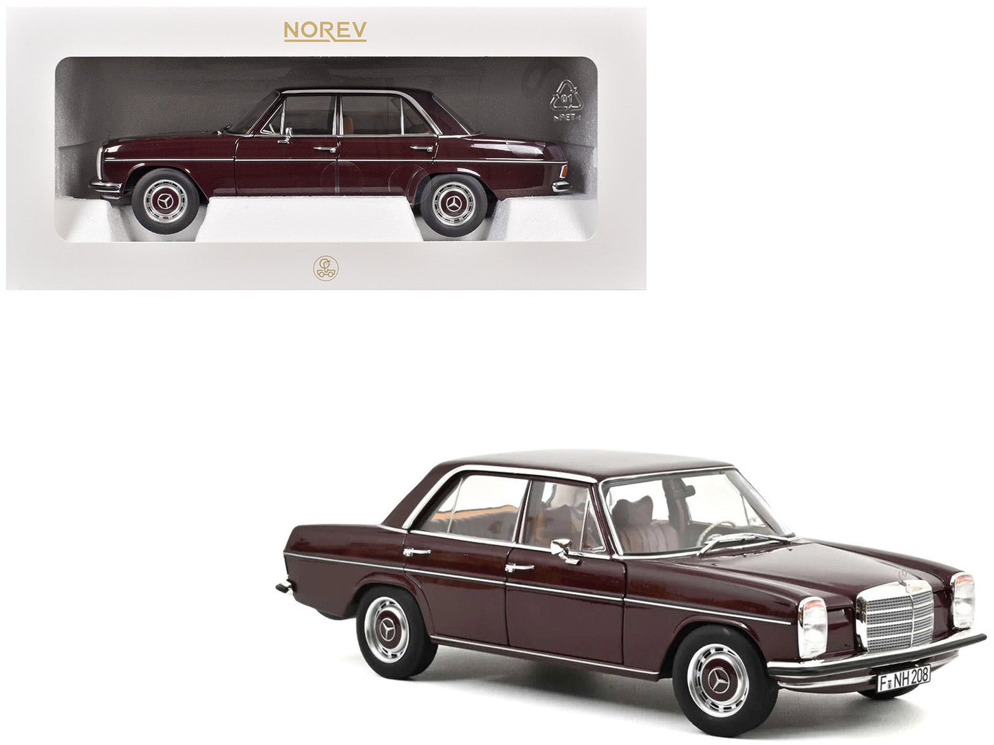 1968 Mercedes-Benz 200 Dark Red Brown 1/18 Diecast Model Car by Norev  free shipping USA