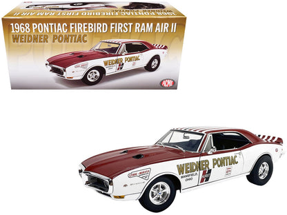 1968 Pontiac Firebird "First Ram Air II - Weidner Pontiac" White and Red with Stripes Limited Edition to 306 pieces Worldwide 1/18 Diecast Model Car by ACME  free shipping USA