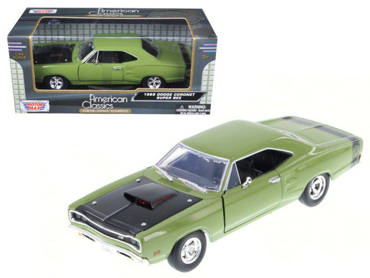 1969 Dodge Coronet Super Bee Green 1/24 Diecast Model Car by Motormax  free shipping USA