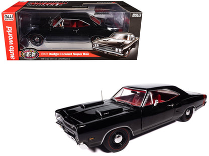 1969 Dodge Coronet Super Bee "Muscle Car & Corvette Nationals" (MCACN) Black with Red Interior "American Muscle" Series 1/18 Diecast Model Car by Auto World  free shipping USA