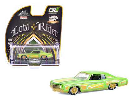 1970 Chevrolet Monte Carlo Lowrider "Michael Heralda Special Edition" Lime Green with Graphics "Hobby Exclusive" Series 1/64 Diecast Model Car by Greenlight  free shipping USA