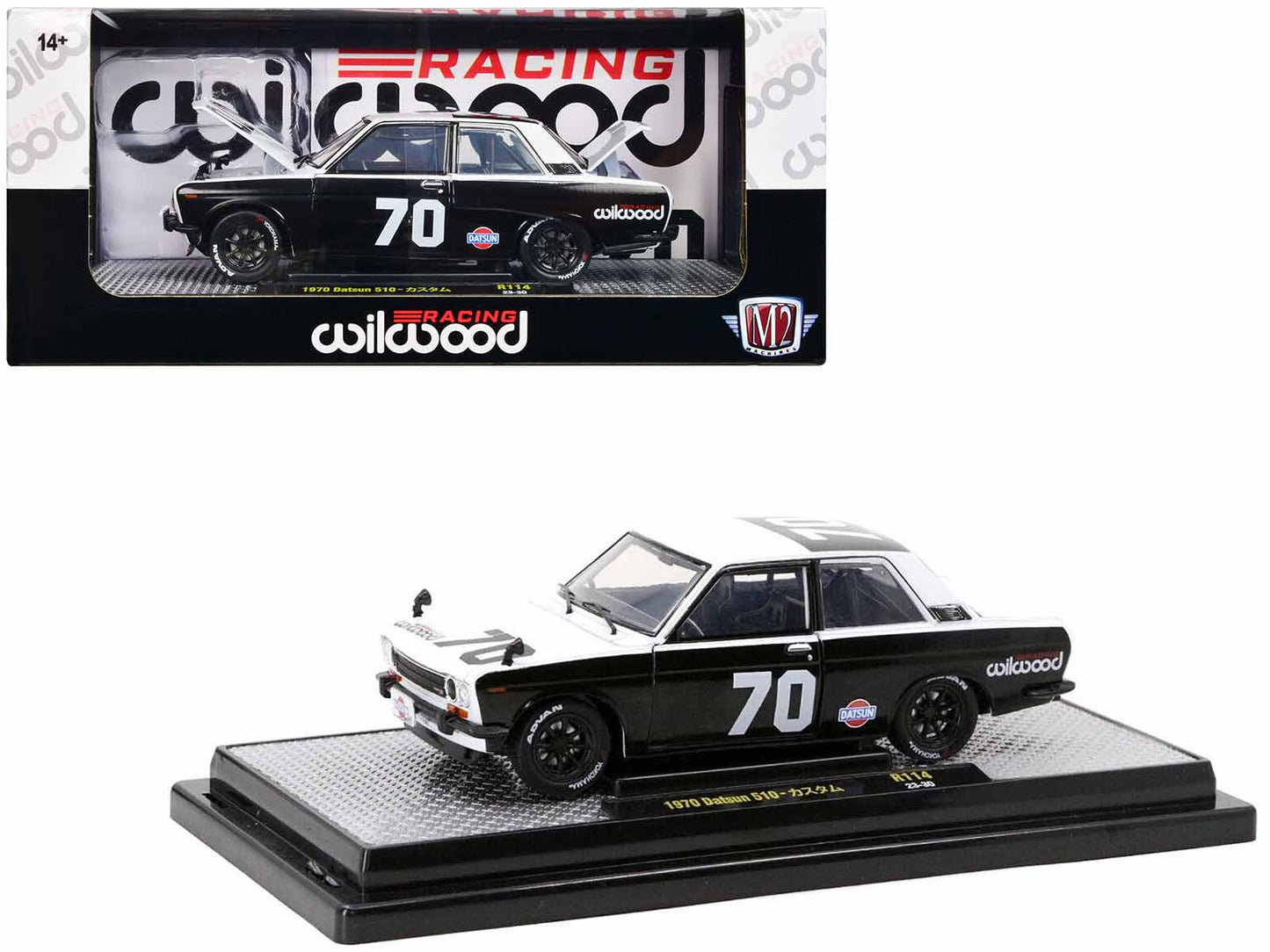 1970 Datsun 510 #70 Black and White "Wilwood Racing" Limited Edition to 6000 pieces Worldwide 1/24 Diecast Model Car by M2 Machines  free shipping USA
