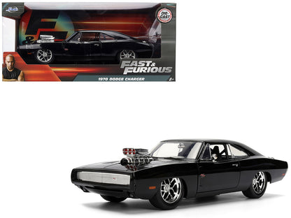 1970 Dodge Charger R/T Black "Furious 7" (2015) Movie "Fast & Furious" Series 1/24 Diecast Model Car by Jada  free shipping USA