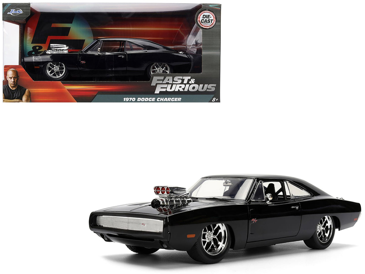 1970 Dodge Charger R/T Black "Furious 7" (2015) Movie "Fast & Furious" Series 1/24 Diecast Model Car by Jada  free shipping USA