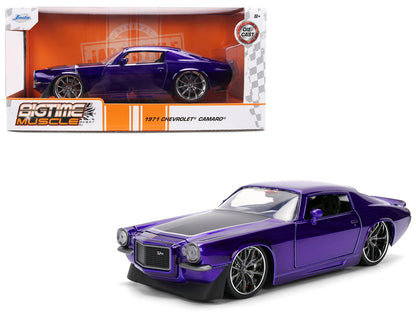 1971 Chevrolet Camaro Z/28 Purple Metallic with Black Hood "Bigtime Muscle" Series 1/24 Diecast Model Car by Jada  free shipping USA