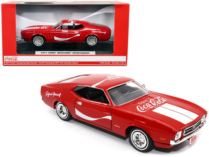 1971 Ford Mustang Sportsroof Red with White Stripes "Refresh Yourself - Coca-Cola" 1/24 Diecast Model Car by Motor City Classics  free shipping USA