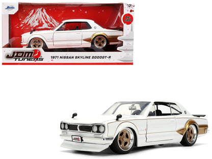 1971 Nissan Skyline 2000GT-R RHD (Right Hand Drive) White with Gold Graphics "JDM Tuners" Series 1/24 Diecast Model Car by Jada  free shipping USA