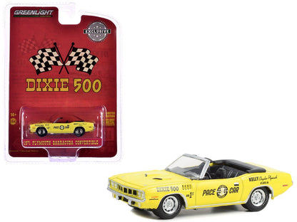 1971 Plymouth Barracuda Convertible "Dixie 500 Pace Car" Yellow "Hobby Exclusive" Series 1/64 Diecast Model Car by Greenlight  free shipping USA