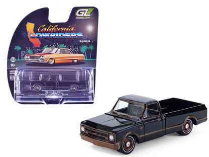 1972 Chevrolet C10 Pickup Truck Lowrider Black with Bronze Stripes "California Lowriders" Series 7 1/64 Diecast Model Car by Greenlight  free shipping USA
