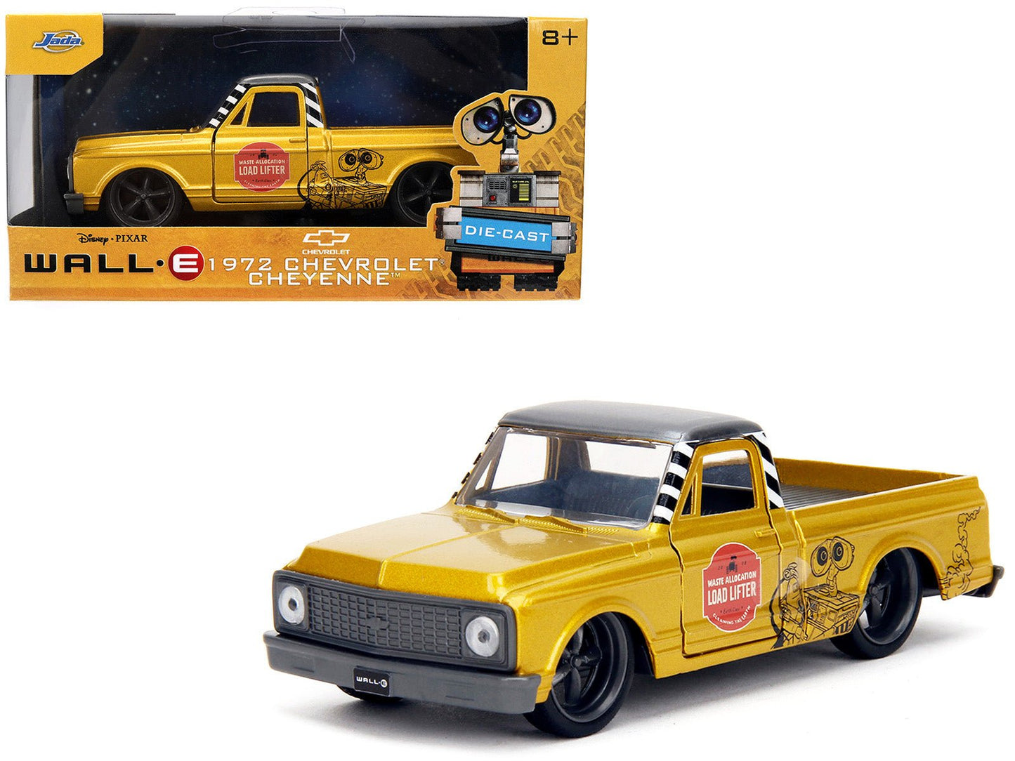 1972 Chevrolet Cheyenne Pickup Truck Gold Metallic with Gray Top "Wall-E" (2008) Movie "Hollywood Rides" Series 1/32 Diecast Model Car by Jada  free shipping USA