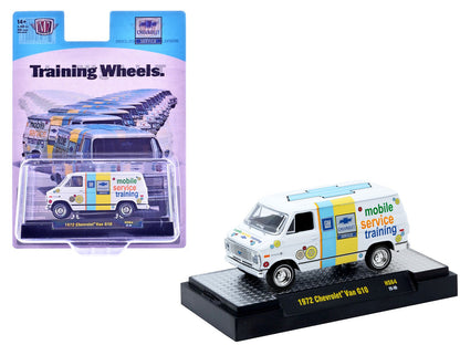 1972 Chevrolet G10 Van "Chevrolet Mobile Service Training" White with Graphics Limited Edition to 4400 pieces Worldwide 1/64 Diecast Model Car by M2 Machines  free shipping USA
