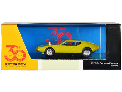 1972 De Tomaso Pantera Yellow "Petersen Automotive Museum 30th Anniversary" 1/64 Diecast Model Car by Paragon Models  free shipping USA