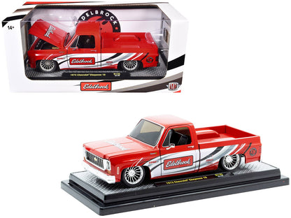 1973 Chevrolet Cheyenne 10 Pickup Truck "Edelbrock" Red with Graphics Limited Edition to 7850 pieces Worldwide 1/24 Diecast Model Car by M2 Machines  free shipping USA