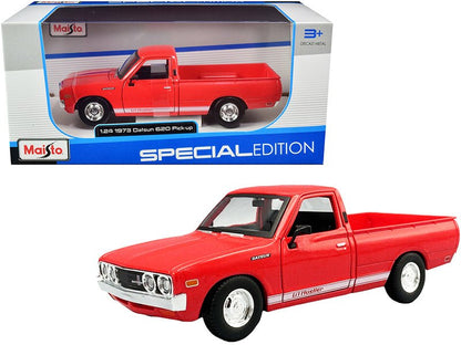 1973 Datsun 620 Pickup Truck "Li'l Hustler" Red with White Stripes "Special Edition" Series 1/24 Diecast Model Car by Maisto  free shipping USA