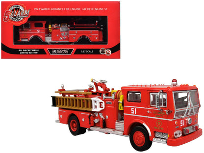 1973 Ward LaFrance Fire Engine "Los Angeles County Fire Department Engine 51" Red "5 Alarm" Series Limited Edition 1/87 (HO) Diecast Model by Iconic Replicas  free shipping USA