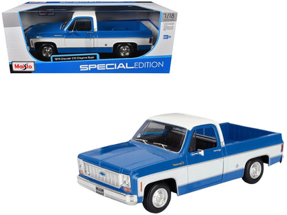 1974 Chevrolet C10 Cheyenne Super Pickup Truck Blue and White "Special Edition" Series 1/18 Diecast Model Car by Maisto  free shipping USA