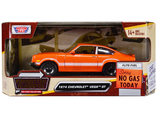 1974 Chevrolet Vega GT Orange Metallic with White Stripes "Forgotten Classics" Series 1/24 Diecast Model Car by Motormax  free shipping USA