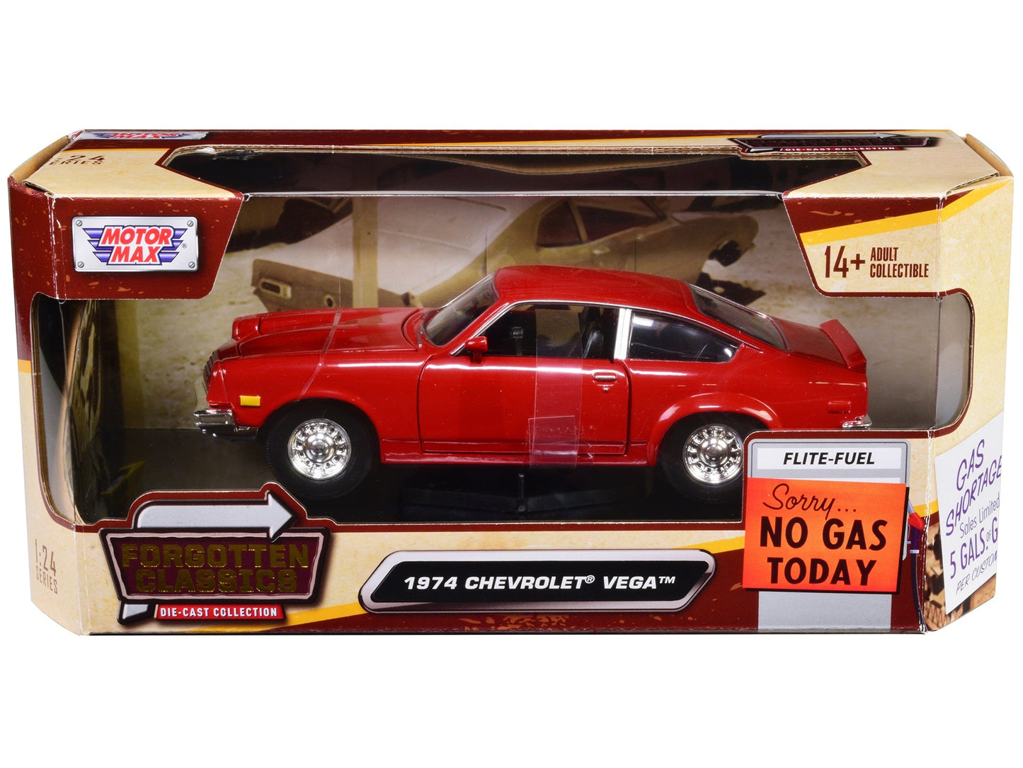 1974 Chevrolet Vega Red "Forgotten Classics" Series 1/24 Diecast Model Car by Motormax  free shipping USA