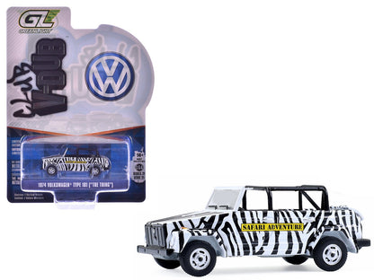 1974 Volkswagen Thing (Type 181) "Safari Adventure" Black and White Zebra Stripes "Club Vee-Dub" Series 21 1/64 Diecast Model Car by Greenlight  free shipping USA