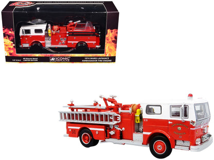 1974 Ward LaFrance Fire Engine "San Francisco Fire Department – Engine 31" Red with White Top "5 Alarm" Series Limited Edition 1/87 (HO) Diecast Model by Iconic Replicas  free shipping USA