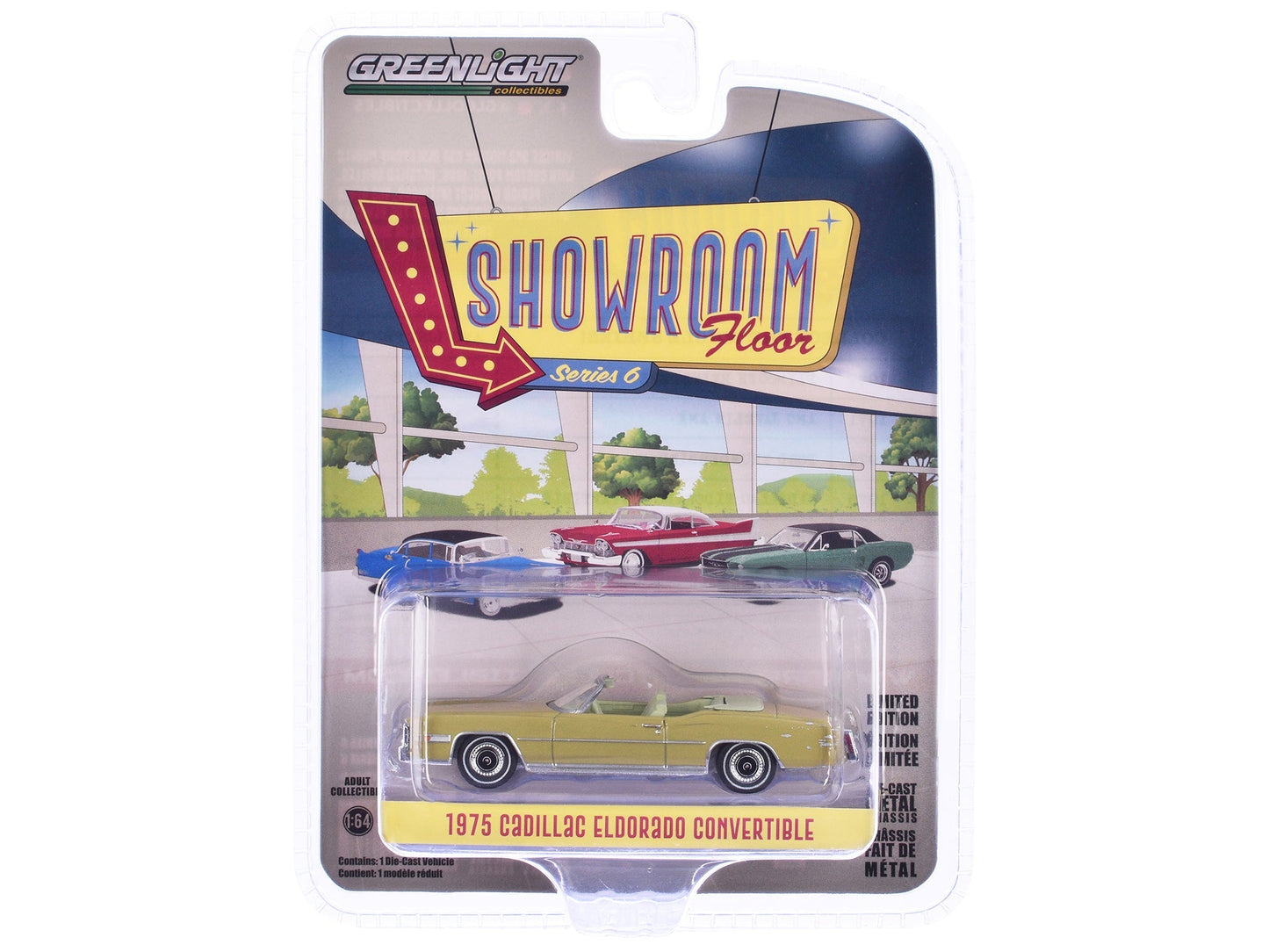 1975 Cadillac Eldorado Convertible Florentine Gold Firemist "Showroom Floor" Series 6 1/64 Diecast Model Car by Greenlight  free shipping USA