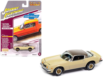 1975 Chevrolet Camaro LT Cream Beige with Brown Top "Classic Gold Collection" 1/64 Diecast Model Car by Johnny Lightning  free shipping USA