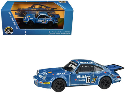 1975 Porsche 911 Carrera RSR 3.0 #6 "Kremer Racing - Wallys Jeans" Blue 1/64 Diecast Model Car by Paragon Models  free shipping USA