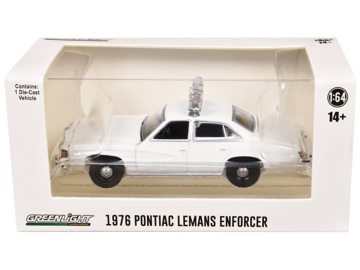 1976-77 Pontiac LeMans Enforcer White with Light Bar "Hot Pursuit - Hobby Exclusive" Series 1/64 Diecast Model Car by Greenlight  free shipping USA