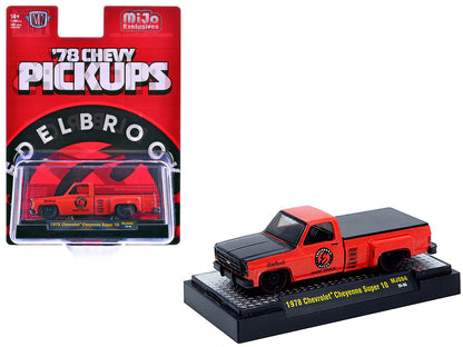 1978 Chevrolet Cheyenne Super 10 Pickup Truck "Edelbrock" Red with Black Hood Limited Edition to 9900 pieces Worldwide 1/64 Diecast Model Car by M2 Machines  free shipping USA