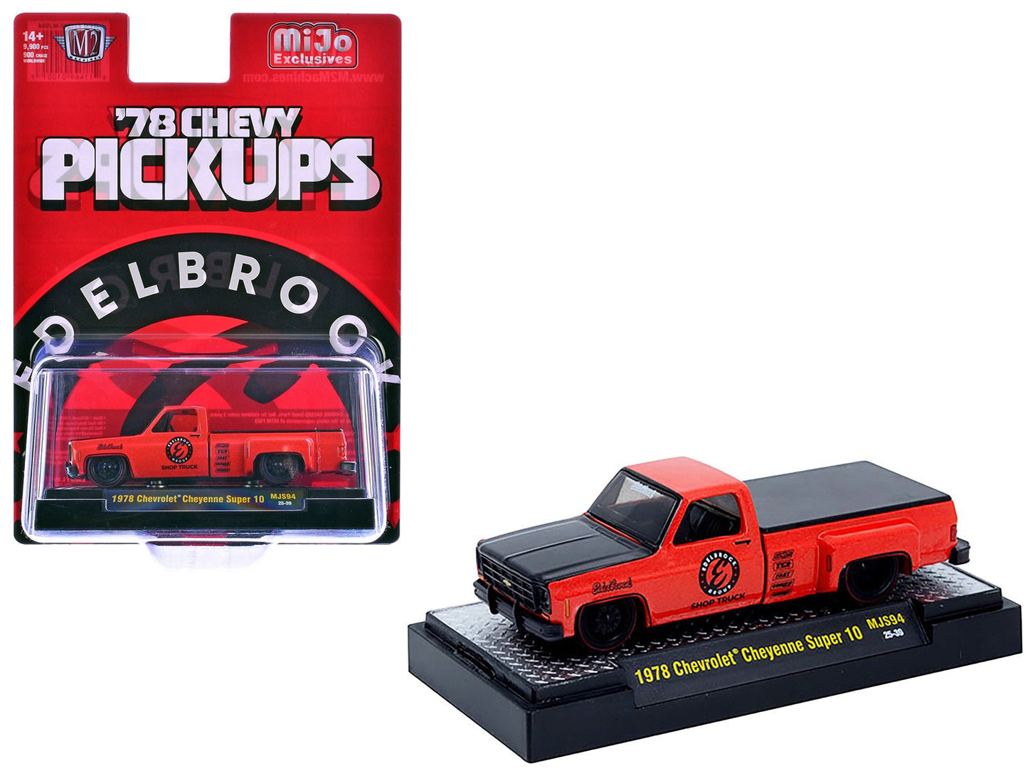 1978 Chevrolet Cheyenne Super 10 Pickup Truck "Edelbrock" Red with Black Hood Limited Edition to 9900 pieces Worldwide 1/64 Diecast Model Car by M2 Machines  free shipping USA