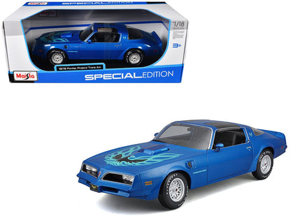 1978 Pontiac Firebird Trans Am Blue Metallic with Hood Graphics "Special Edition" Series 1/18 Diecast Model Car by Maisto  free shipping USA