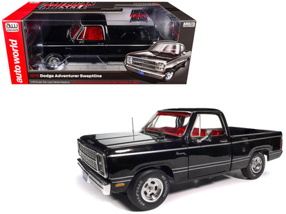 1979 Dodge Adventurer Sweptline Pickup Truck Black with Red Interior "American Muscle" Series 1/18 Diecast Model Car by Auto World  free shipping USA